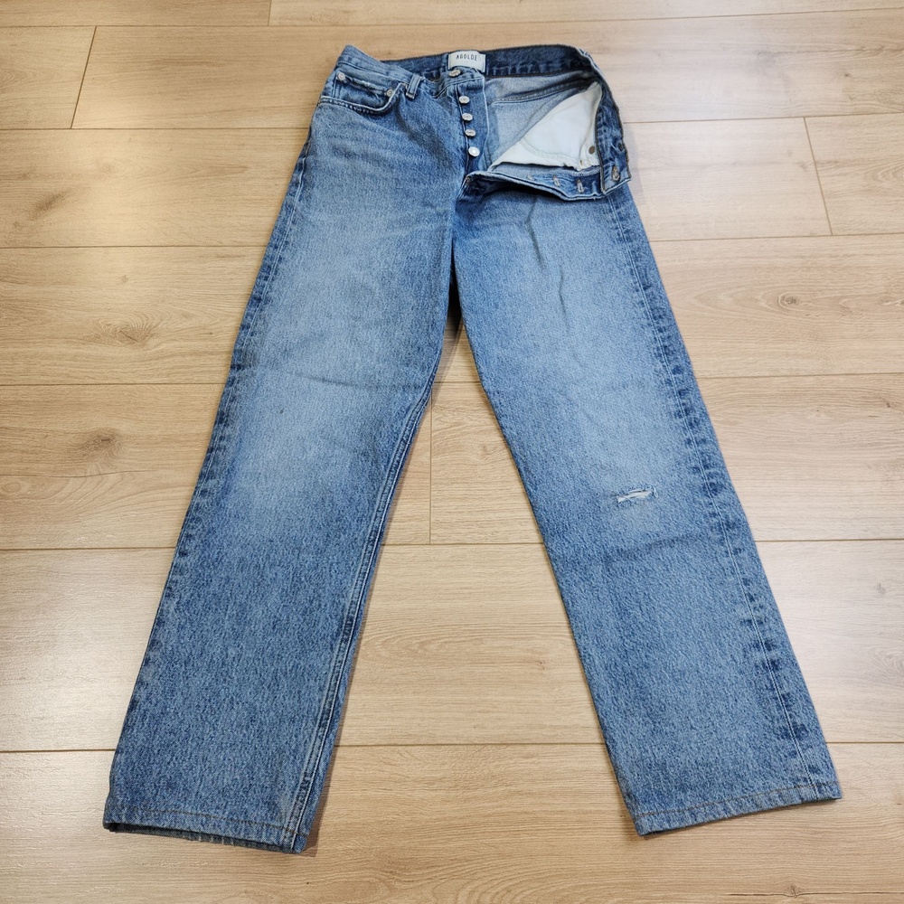 AGOLDE 90s Pinch Waist Straight Jeans Womens 26x27 Light Blue High Rise Denim